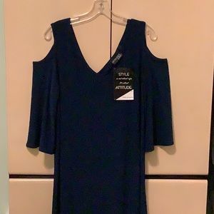 Navy, Petite maxi dress with cold shoulder